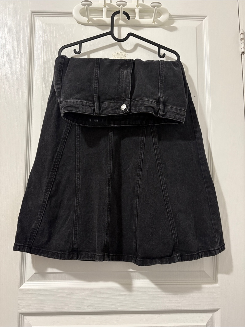 Black Denim A-Line Midi Skirt - Women